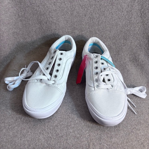 VANS OFF THE WALL Sz 7 White Contrastin Checker Canvas Lace Up Sneakers NEW - Picture 1 of 12